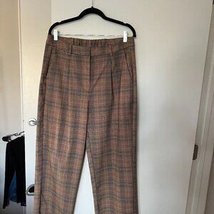 Old Navy Extra High Waisted Brown Plaid Taylor Wide Leg Trouser Large